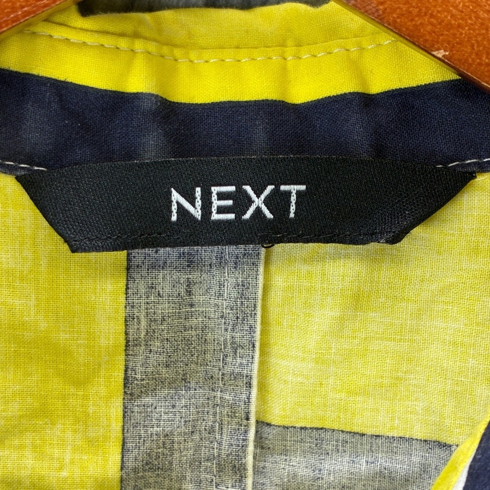 Next Belted Shirtdress Womens 4 Blue Yellow Striped Casual Long Sleeve Maxi - Picture 10 of 13